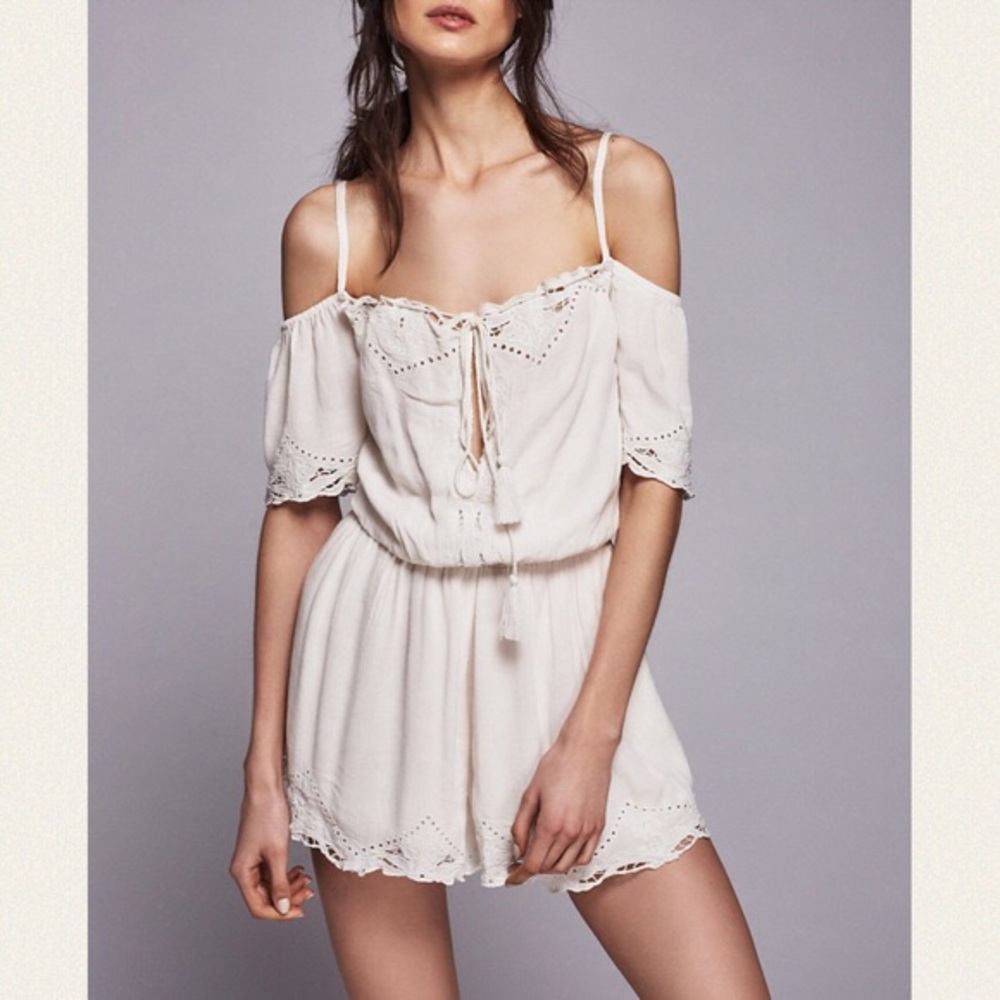 Free People White Romance Romper